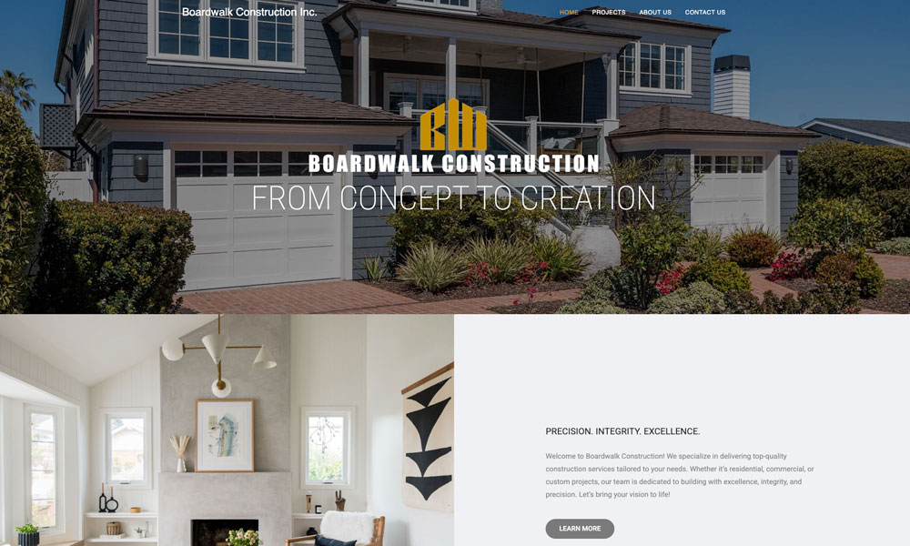 Boardwalk Construction website homepage