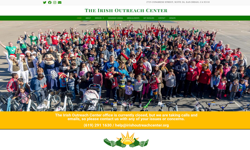 Irish Outreach Center website homepage