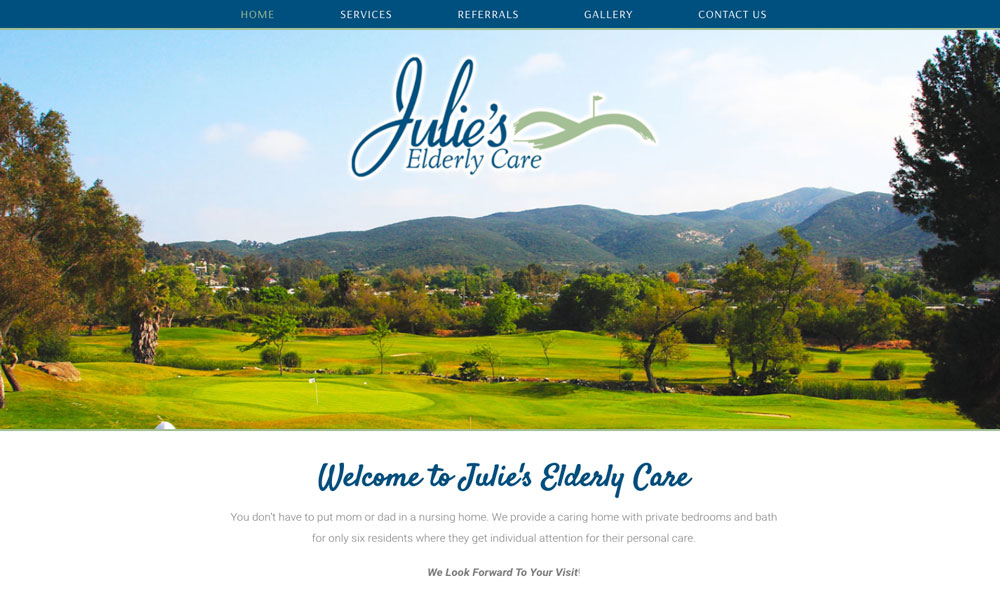 Julie's Elderly Care website homepage